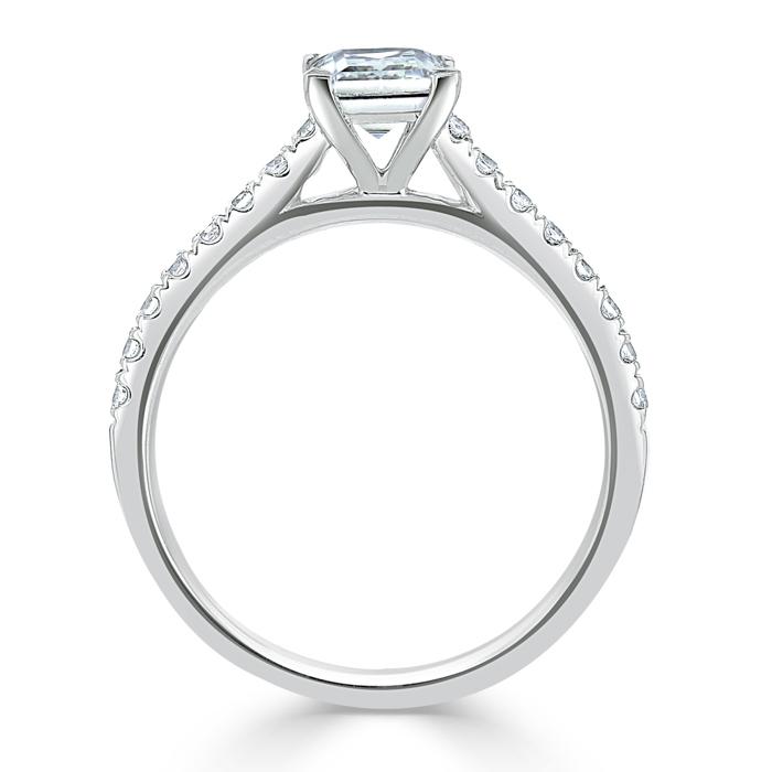 1.00ct Princess Cut Moissanite Engagement Ring, Classic Style, Available in White Gold, Platinum, Rose Gold or Yellow Gold
