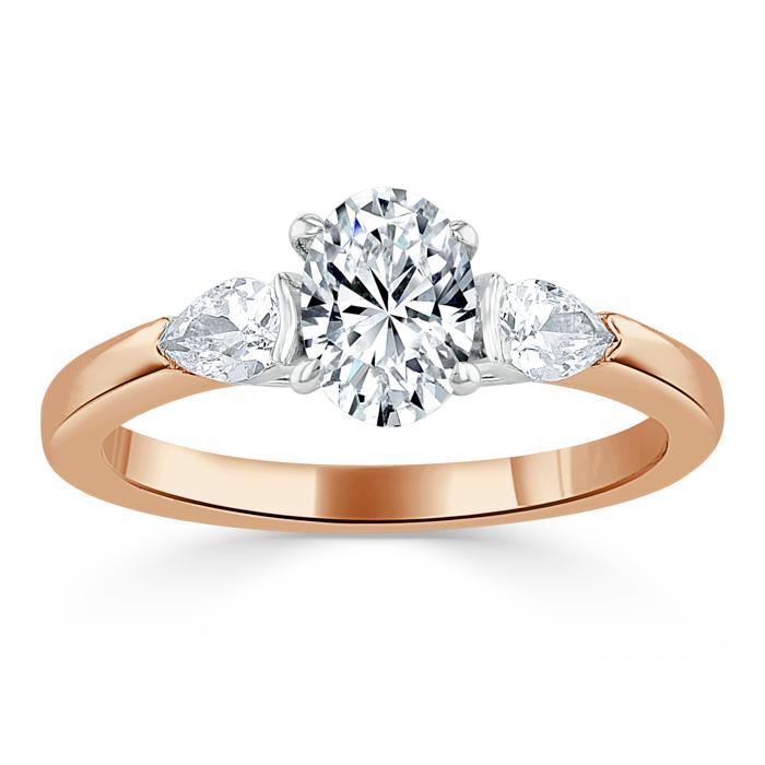 Oval Cut Moissanite 3 Stone Engagement Ring