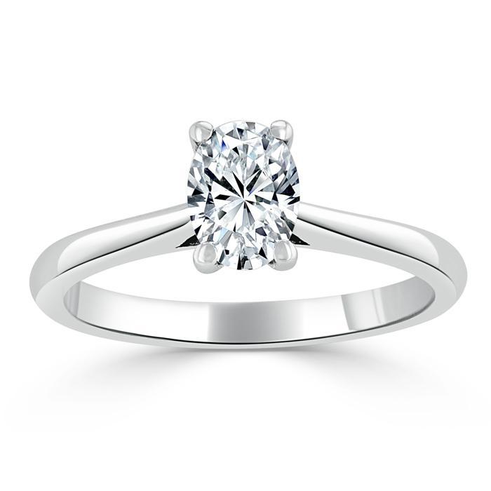 Oval Cut Moissanite Engagement Ring, Classic Design