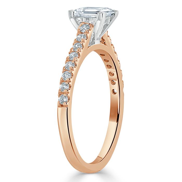 1.00ct Princess Cut Moissanite Engagement Ring, Classic Style, Available in White Gold, Platinum, Rose Gold or Yellow Gold