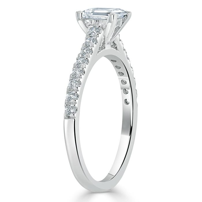 1.00ct Princess Cut Moissanite Engagement Ring, Classic Style, Available in White Gold, Platinum, Rose Gold or Yellow Gold