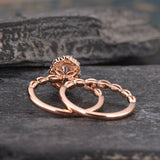 Oval Cut Moissanite Bridal Ring Set, Vintage Inspired