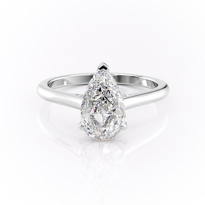 Pear Cut Moissanite Engagement Ring With Hidden Halo
