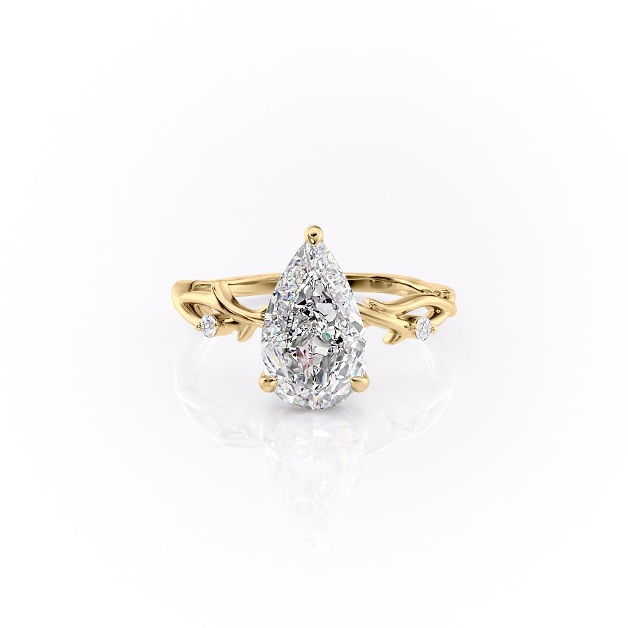 Pear Cut Moissanite Engagement Ring, Twig Design
