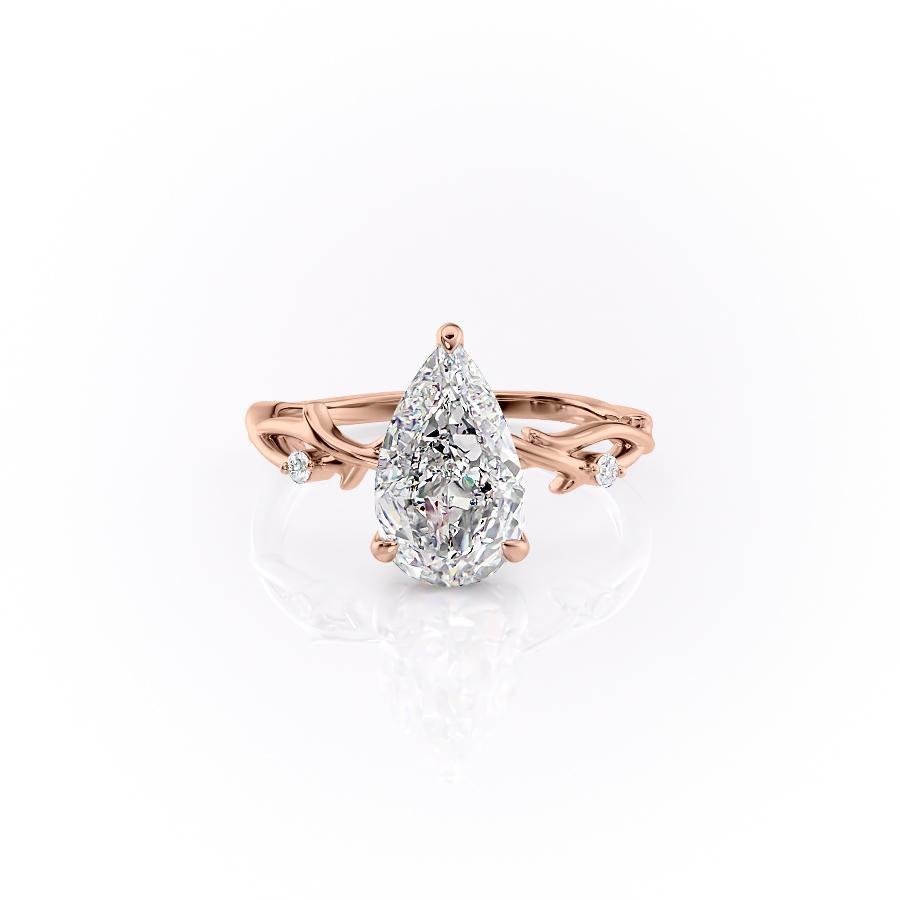 Pear Cut Moissanite Engagement Ring, Twig Design