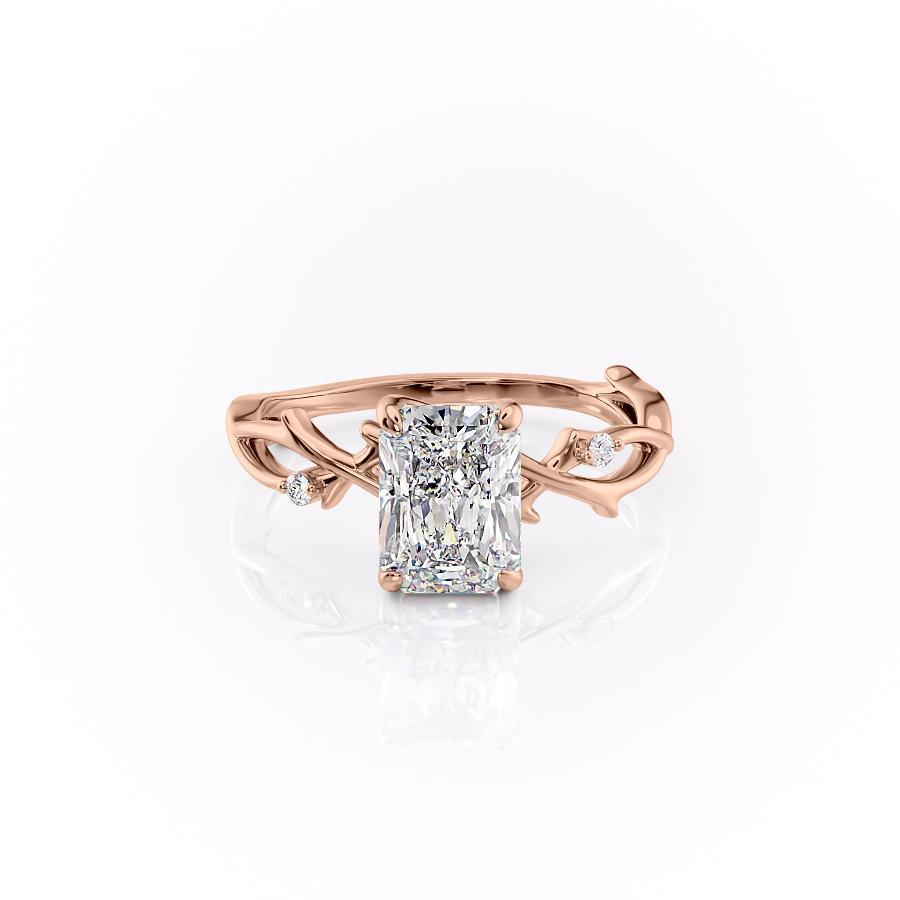 Radiant Cut Moissanite Engagement Ring, Twig Design