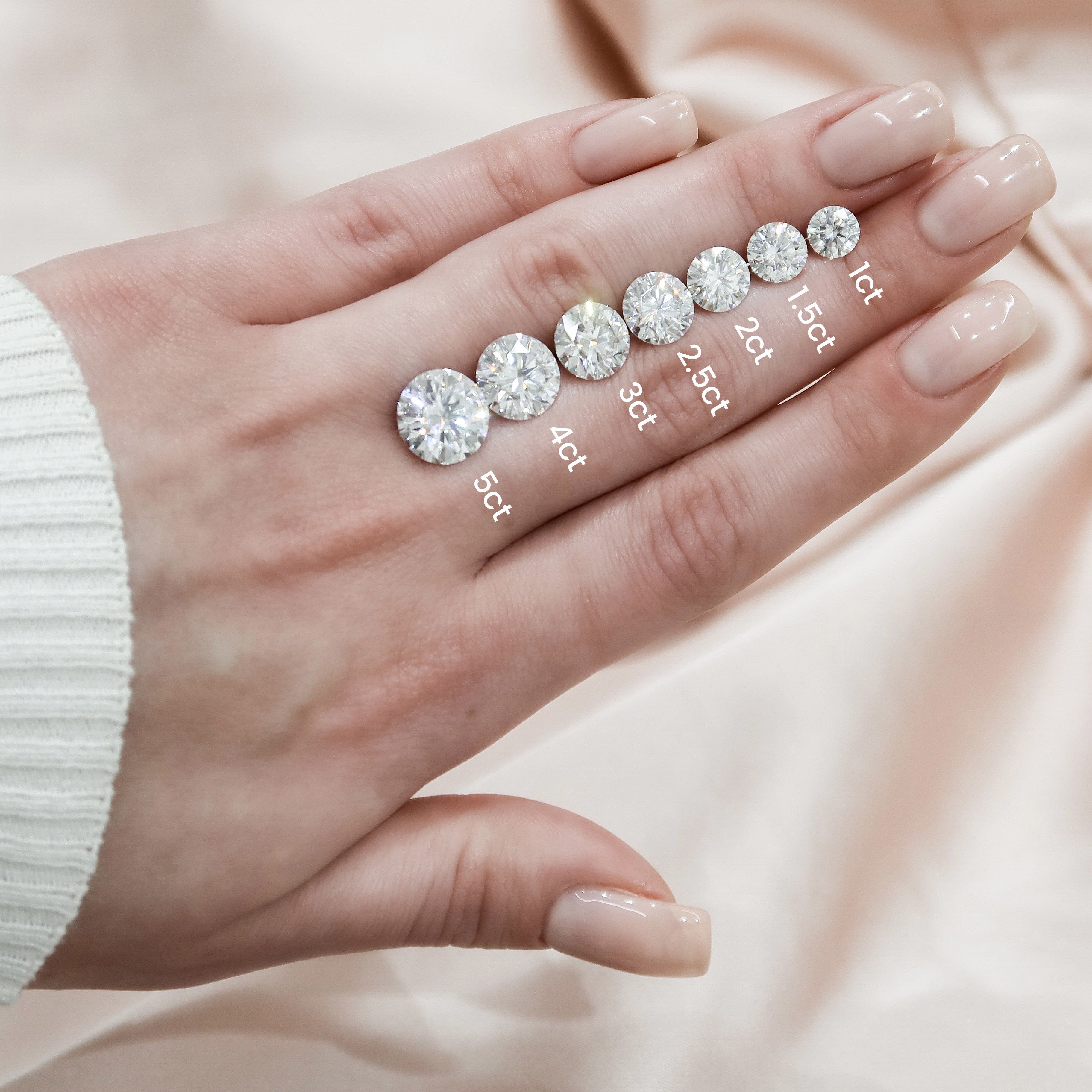 Round Cut Moissanite Engagement Ring, Halo With Split Shank