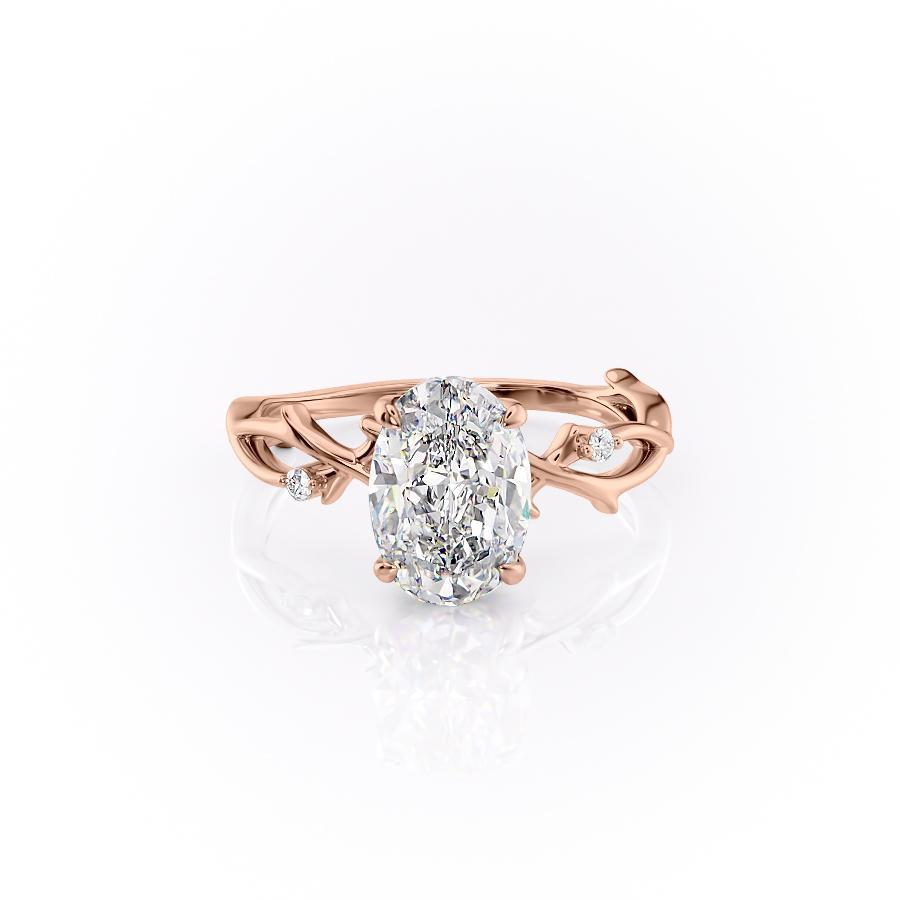 Oval Cut Moissanite Engagement Ring, Twig Band Design