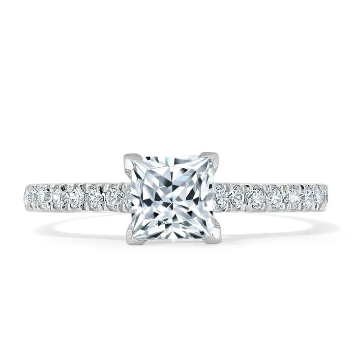 1.00ct Princess Cut Moissanite Engagement Ring, Classic Style, Available in White Gold, Platinum, Rose Gold or Yellow Gold
