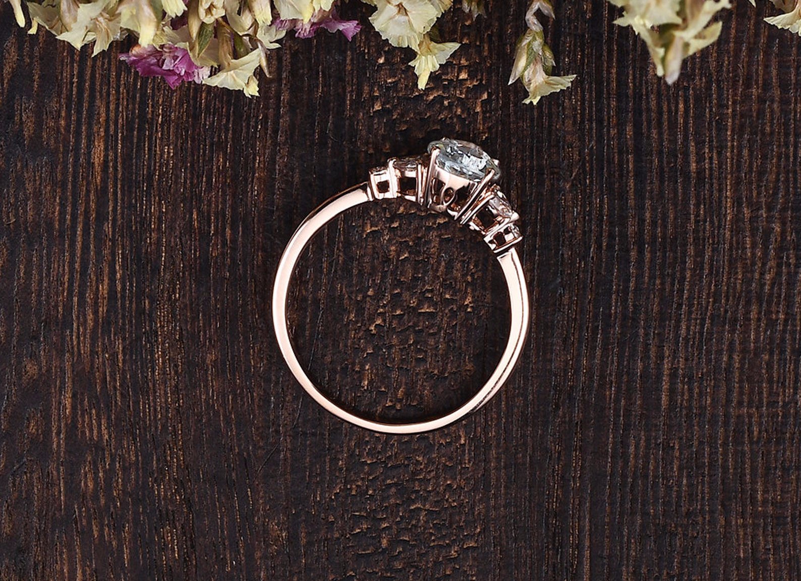 Pear Cut Moissanite Engagement Ring, Vintage Design