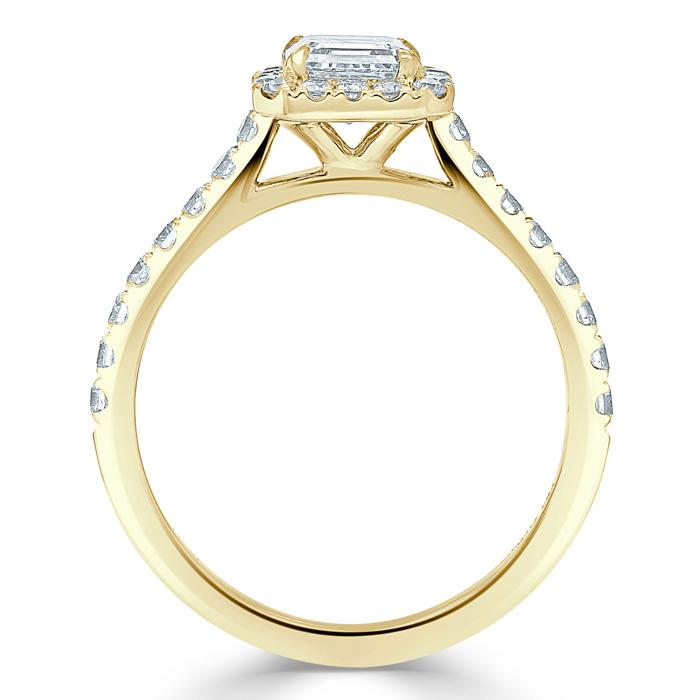 Asscher Cut Moissanite Engagement Ring, Classic Halo