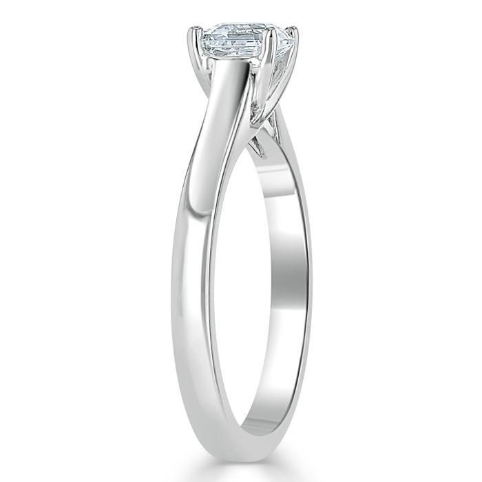 Asscher Cut Moissanite Engagement Ring, Classic Style