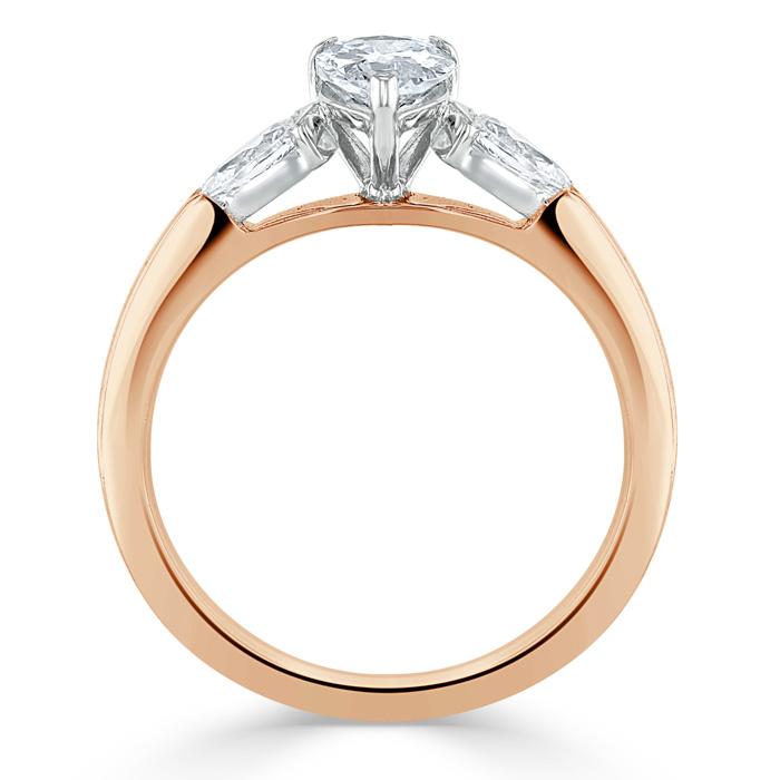 Pear Cut Moissanite Engagement Ring, Classic 3 Stone