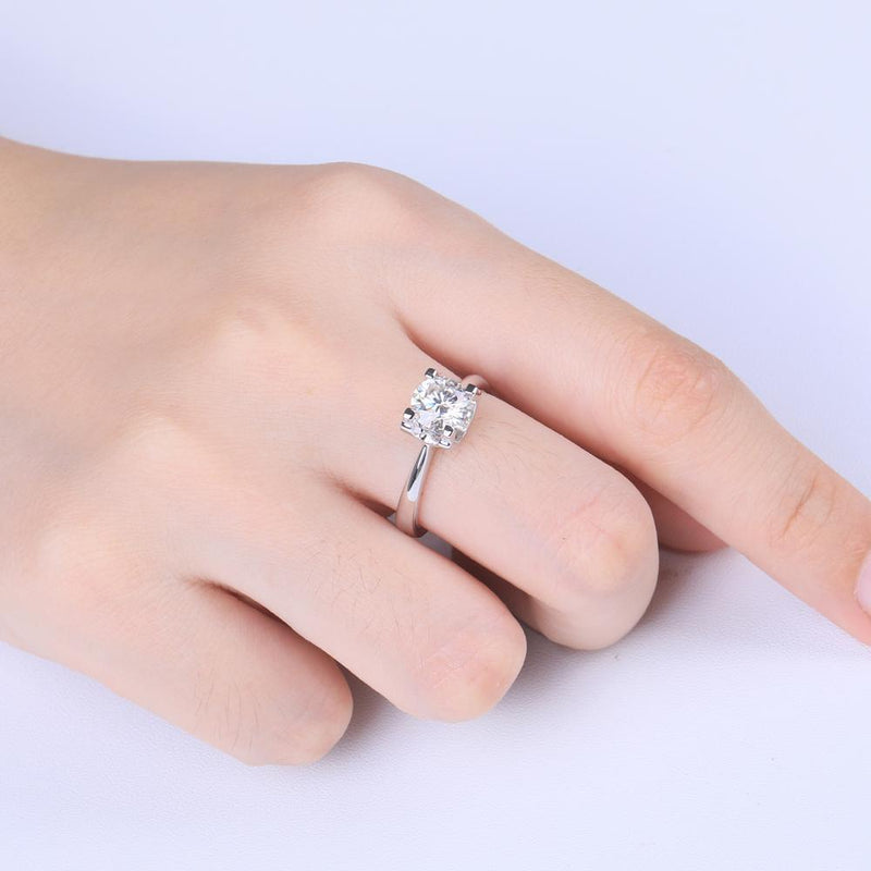 1.00ct Moissanite Engagement Ring, Classic Four Claw Suspended Setting , Sterling Silver & Platinum