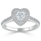 Heart Cut Moissanite Engagement Ring, Classic Halo