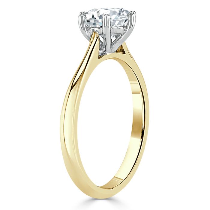 Round Cut Moissanite Engagement Ring, Classic Six Claw
