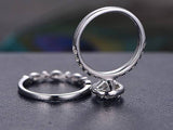 Bridal Ring Set, Round Cut Vintage Design