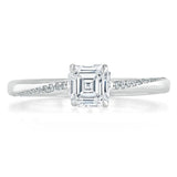 Asscher Cut Moissanite Engagement Ring, Classic Style