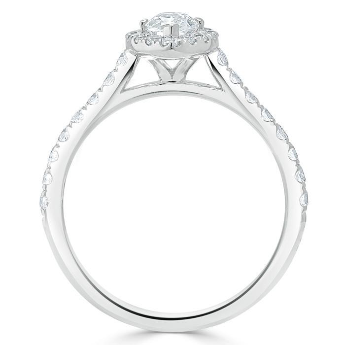 Marquise Cut Moissanite Halo Engagement Ring, Tiffany Style