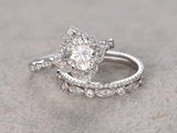 Vintage Style Bridal Ring Set, Cushion Cut