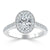 Oval Cut Moissanite Halo Engagement Ring, Tiffany Style