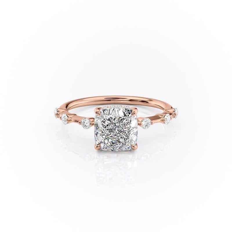 Cushion Cut Moissanite With Stone Set Shoulders