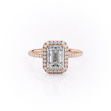 Emerald Cut Moissanite Engagement Ring With Halo