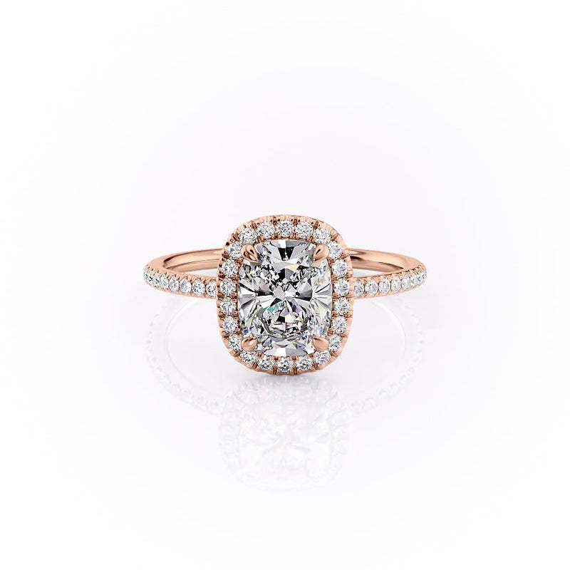 Elongated Cushion Cut Moissanite Engagement Ring With Halo