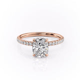 Elongated Cushion Cut Moissanite Engagement Ring, Hidden Halo