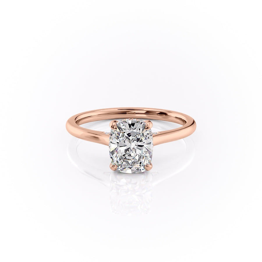 Elongated Cushion Cut Moissanite Engagement Ring, Hidden Halo