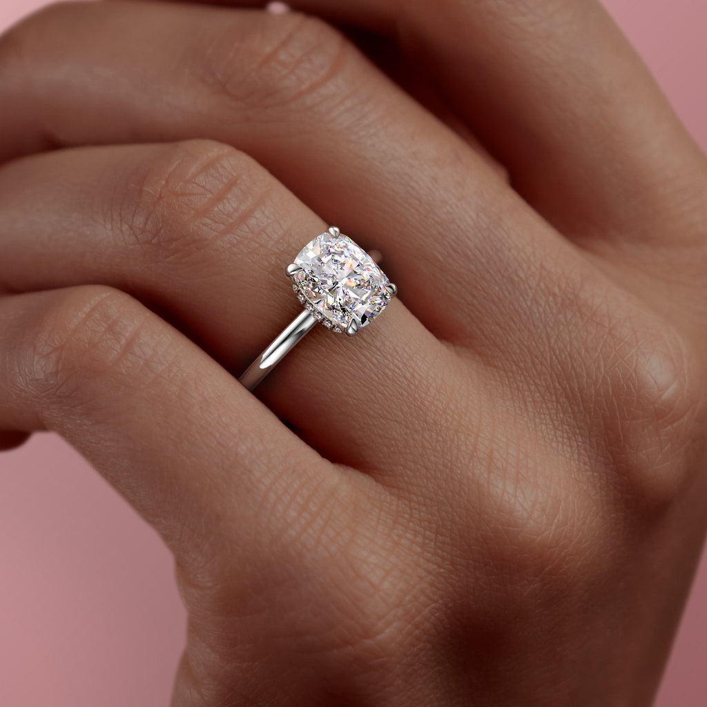 Elongated cushion on sale cut moissanite ring