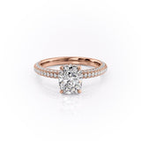 Elongated Cushion Cut Moissanite Pavé Set Shoulders With Hidden Halo