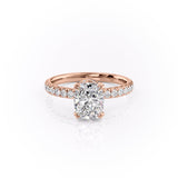 Elongated Cushion Cut Moissanite Shoulder Set Ring With Block Halo
