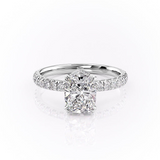Elongated Cushion Cut Moissanite Shoulder Set Ring With Block Halo