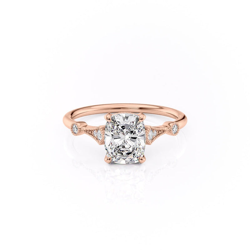 Elongated Cushion Cut Moissanite Vintage Design