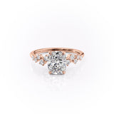 Elongated Cushion Cut Moissanite With Hidden Halo And Side Stones