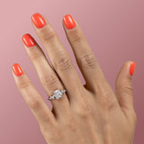 Elongated Cushion Cut Moissanite With Hidden Halo And Side Stones