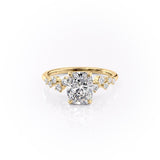Elongated Cushion Cut Moissanite With Hidden Halo And Side Stones
