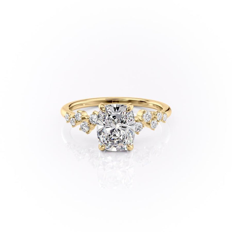 Elongated Cushion Cut Moissanite With Hidden Halo And Side Stones