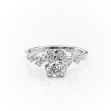 Elongated Cushion Cut Moissanite With Hidden Halo And Side Stones