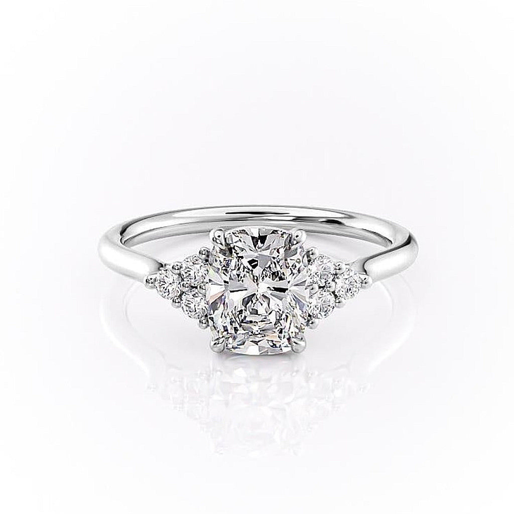 Elongated Cushion Cut Moissanite With Side Stones