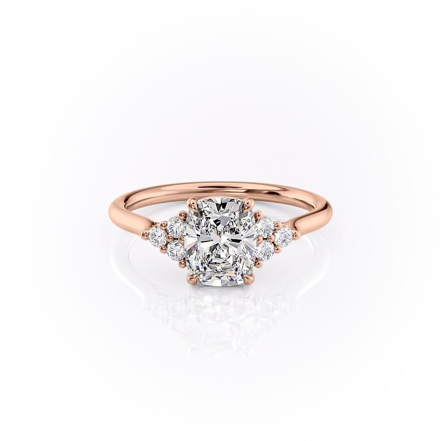 Elongated Cushion Cut Moissanite With Side Stones