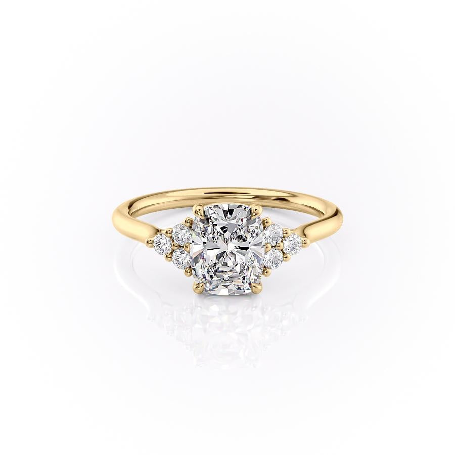 Elongated Cushion Cut Moissanite With Side Stones
