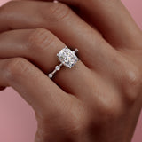 Elongated Cushion Cut Moissanite With Stone Set Shoulders