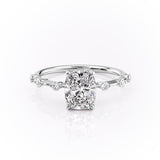 Elongated Cushion Cut Moissanite With Stone Set Shoulders