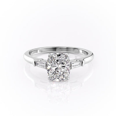 Elongated Cushion Cut Moissanite, Traditional Classic Design