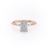 Emerald Cut Moissanite With Stone Set Shoulders
