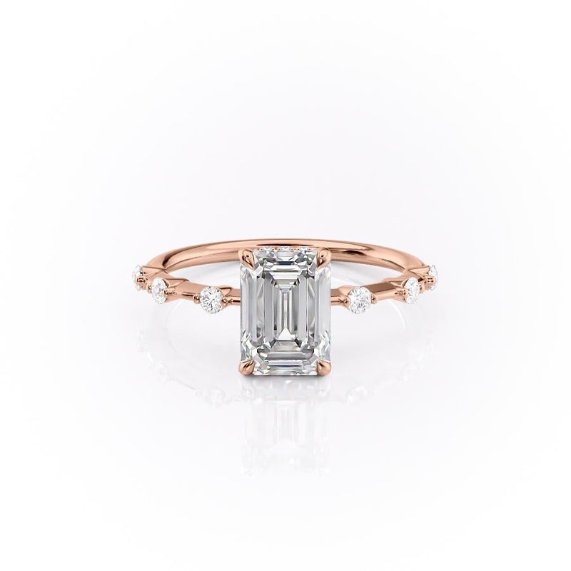 Emerald Cut Moissanite With Stone Set Shoulders