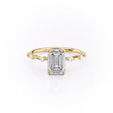 Emerald Cut Moissanite With Stone Set Shoulders