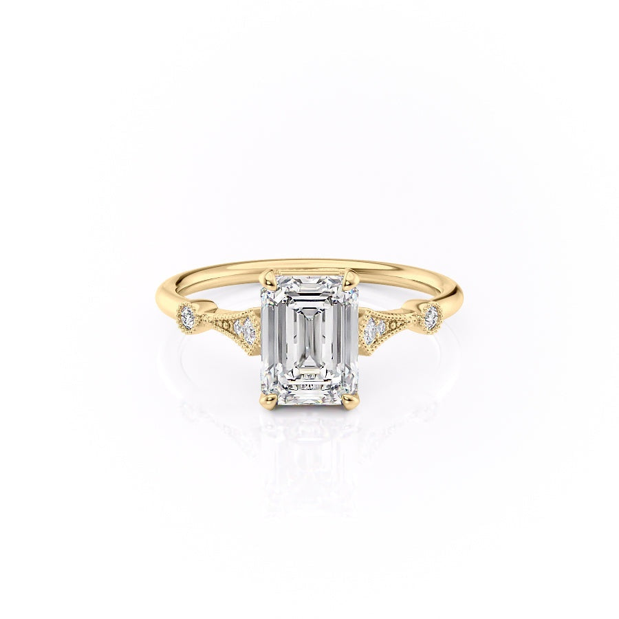 Emerald Cut Moissanite Vintage Design